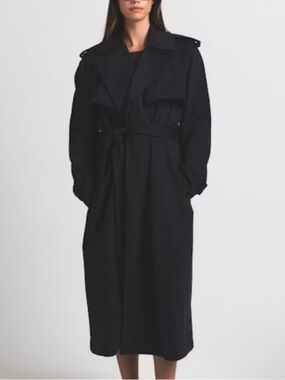 SKIMS Cotton Black Belted Trench Coat XL